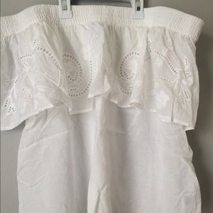 Embroidered off shoulder top